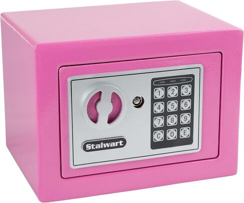 Digital Safe - Electronic Steel Safe with Keypad and Manual Override Keys - Protect Money, Jewelry, Passports - For Home, Business by Stalwart (Pink) in Saudi Arabia