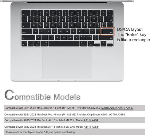 غطاء لوحة المفاتيح لجهاز MacBook Pro 14 بوصة 16 بوصة (M5-M1) Pro/Max Chip 2026-2021 A3429 A3428 A3434 A3426 A3427 A3112 ملحقات حماية TPU تخطيط US/ANSI (أسود فضائي) in Kuwait