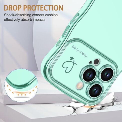 Anuck لهاتف iPhone 13 Case Wave، تصميم نمط طباعة قلب الحب للنساء الفتيات، حافة مطلية فاخرة متموجة لطيفة حماية كاملة للكاميرا، غطاء هاتف مرن ناعم من مادة TPU مقاوم للصدمات، وردي فاقع in Kuwait