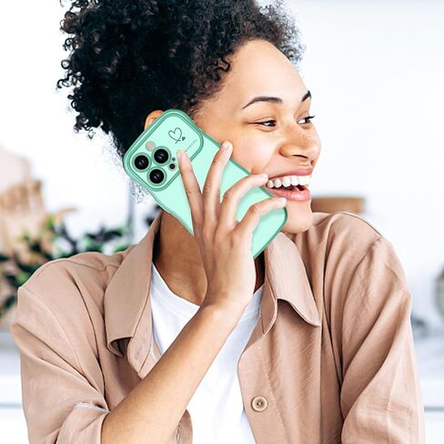 Anuck لهاتف iPhone 13 Case Wave، تصميم نمط طباعة قلب الحب للنساء الفتيات، حافة مطلية فاخرة متموجة لطيفة حماية كاملة للكاميرا، غطاء هاتف مرن ناعم من مادة TPU مقاوم للصدمات، وردي فاقع in Kuwait