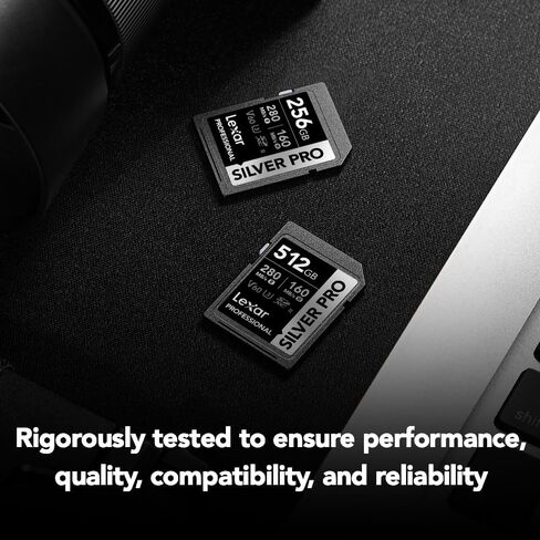 Lexar 256GB Silver PRO SD Memory Card, 280MB/s Read, 4K, V60, U3, UHS-II | Compatible w/ Canon, Sony, Nikon, Ideal for Professional Photographer, Videographer, Enthusiast, LSDSIPR256G-BNNNU in Saudi Arabia