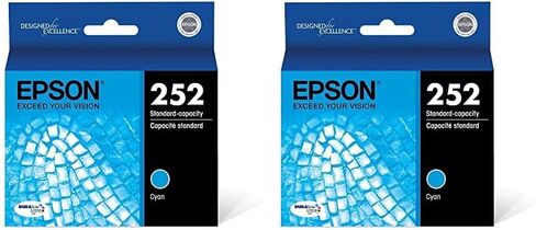 خرطوشة حبر سماوي ذات سعة قياسية Epson T252 DURABrite Ultra (T252220-S) لطابعات القوى العاملة المختارة، عدد 1 (عبوة من 2) in Kuwait