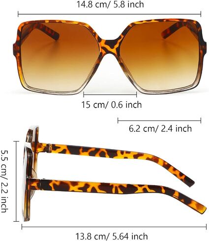 Frienda 2 Pairs Oversized Square Sunglasses Big Large Wide Retro Vintage Shades for Women in Saudi Arabia