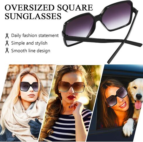 Frienda 2 Pairs Oversized Square Sunglasses Big Large Wide Retro Vintage Shades for Women in Saudi Arabia