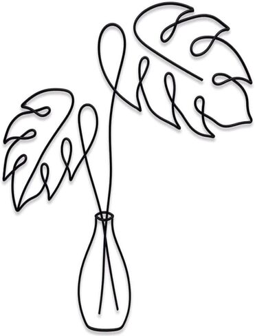 Singring سلك معدني زهرة جدار ديكور بوهو معدن جدار الفن الأسود معدن الأزهار جدار النحت النبات الحد الأدنى لغرفة النوم الحمام المطبخ حديقة (Monstera) in Kuwait