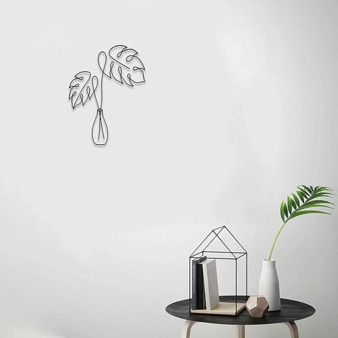 Singring سلك معدني زهرة جدار ديكور بوهو معدن جدار الفن الأسود معدن الأزهار جدار النحت النبات الحد الأدنى لغرفة النوم الحمام المطبخ حديقة (Monstera) in Kuwait