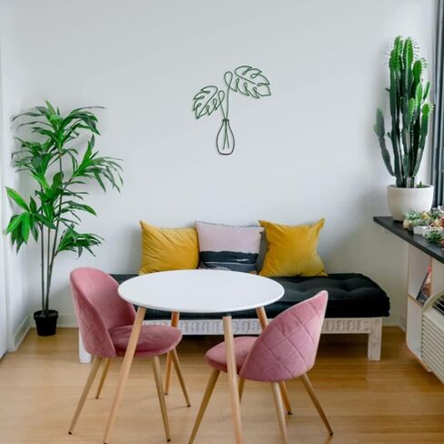 Singring سلك معدني زهرة جدار ديكور بوهو معدن جدار الفن الأسود معدن الأزهار جدار النحت النبات الحد الأدنى لغرفة النوم الحمام المطبخ حديقة (Monstera) in Kuwait