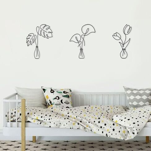 Singring سلك معدني زهرة جدار ديكور بوهو معدن جدار الفن الأسود معدن الأزهار جدار النحت النبات الحد الأدنى لغرفة النوم الحمام المطبخ حديقة (Monstera) in Kuwait