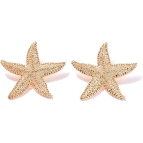 Gold Starfish Seashell Stud Earrings for Women Big Sea Star Seashell Stud Earrings Vintage Boho Ocean Stud Earrings Jewelry Gift