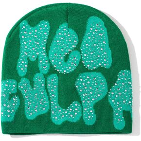 Y2k Beanie Graphic Beanie Y2k Hat Beanie Hat Y2k Accessories Beanies Women مع حجر الراين