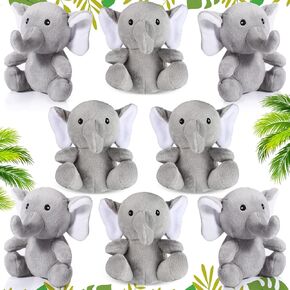 8 Pcs Plush Mini Elephant Stuffed Animal Toys 4 Inches Cute Soft Forest Elephant Toys for Baby Shower Birthday Party Christian Charity Donation Supplies(Blue)