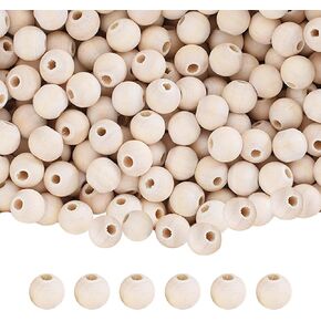 Mandala Crafts 40 30mm Round Huge Wooden Beads for Crafts Macrame Supplies - DIY Unfinished Natural Wood Beads Bulk with Holes for Jewelry Making Garland