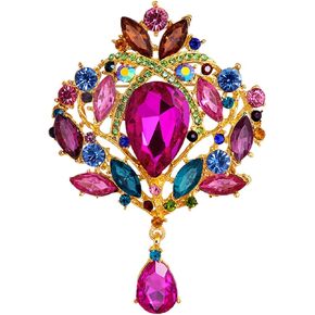 Brooches Rhinestone Crystal Crown Brooches Pins for Women Dresses