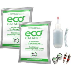ECO Balance EDIY-6 Do It Yourself Tire/Wheel Balancing Beads Kit - Off -Road, Light Duty Truck Tires, (4) 6oz DIY Bead Bags, (4) Valve Caps and Cores, (1) Core Remover, Injector Bottle