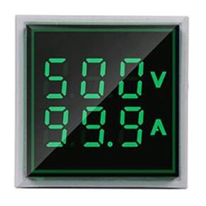 AC Current and Voltage Indicator with Two-Digit Display, 22mm Square Head LED Multi-Function Measuring Instrument Monitor (Yellow)