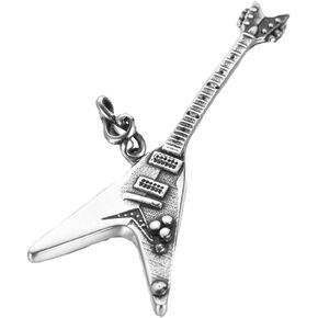 Men's Stainless Steel Retro Electric Guitar Pendant Punk Necklace