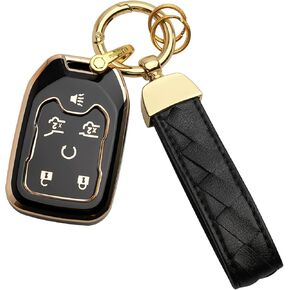 for Chevrolet Key Fob Cover Keychain Fit for 2018-2022 Silverado And GMC Sierra 1500 2500HD 3500HD 2015-2021 Smart Key Shell Case (Blue, 5 Buttons)