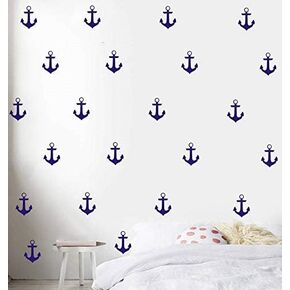 مجموعة من 48 ملصق حائط من الفينيل بنمط مرساة ملصق جداري بحري - غرفة الأطفال والأولاد ديكور داخلي للمنزل (أزرق داكن 55 × 78 مم) in Kuwait