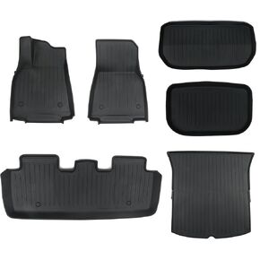 Floor Mats for Tesla Model Y 2020-2024 Custom Fit All Weather TPE Automotive Cargo Liner Floor Mats and Cargo Trunk Mats Accessories (Pack of 6 - Not Fit 7-Seat)