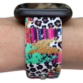 Printed Watch Band Compatible with Fitbit Versa 3, Versa 4 / Fitbit Sense, Sense 2 Silicone Replacement Watch Wristband for Women