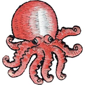 Natural Coral Octopus - Embroidered Iron on Patch