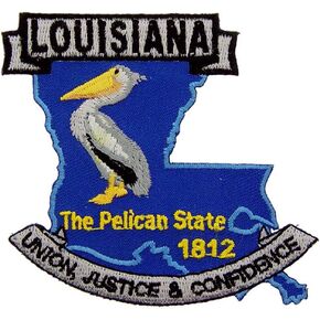 Louisiana State Shaped Map Embroidered Patch, with Iron-On Adhesive
