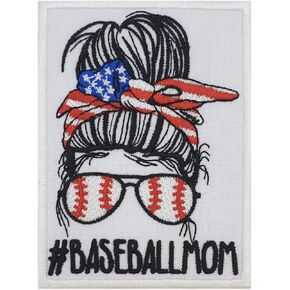 Baseball Mom Embroidered Patch Iron On Sqyare Version. Size: 2.9 x 3.9 inches