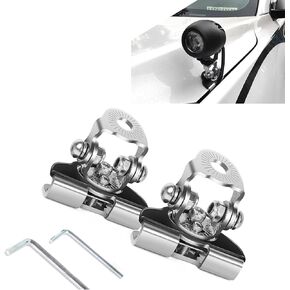 Pack-2 Car Hood LED Light Base, Rubber-Wrapped Safety Cushioning Mounting Stand with Wrench, LED Adjustable Angle Spotlight Fixing Bracket, Universal Grille Light Accessories for Car (Black)