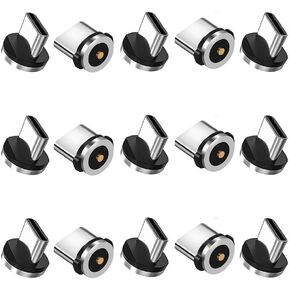 Magnetic Charging Tips USB-C 15pcs,1Pin 360° Rotate Connector Adapter for USB Type-C Ports Series,Just Plugs to Charging/Water-dustproof/antioxidant Without Cord&Non-Data