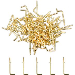 100 PCS Right Angle Screws Hook 1/2 Inch 7-Shaped Screw Self-Tapping Screws L Shape Hooks L Shape Nail Hook Fastener Accessories for Hanging Home/Workplace/Office