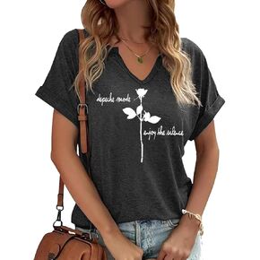 Women's Boho Flower V Neck T Shirt Summer Vintage Flowers Printed Shirt Colorful Wildflower Casual Casual Botanical Tops Tee