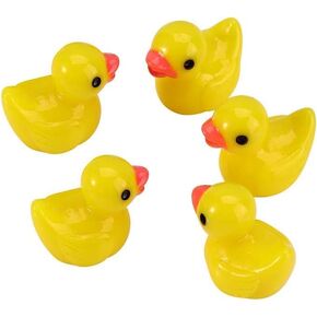 5pcs Mini Resin Ducks Miniature Ducks,Duckling Miniature Ornament Tiny Ducks Figures for Slime Charms DIY Craft Fairy Garden Decoration Dollhouse Accessories(Yellow)