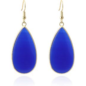 Natural Crystal Healing Stone Earrings Statement Teardrop Dangle Earrings for Women Girls Fashion Colorful Jewelry