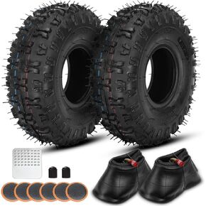 GREHUA 4.10/3.50-4 4.10-4 410-4 3.50-4 350-4 Tire and Inner Tube for Lawn Mowers Hand Trucks Dollies Wheelbarrow Garden Wagons Yard Trailers Trolley Carts Generators Snow Blowers ATV 2 Set Heavy Duty
