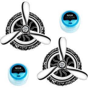 EING Car Air Freshener,Turbo Spinning Car Vent Clip Fragrance Diffuser,Essential oil Air freshener with Bling Diamonds,Stylish Propeller Shape Car Decor (Silver)