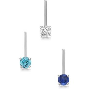 Lavari Jewelers 2mm Nose Ring Set 22 Gauge White, Blue, and Navy Cubic Zirconia in 14k White Gold