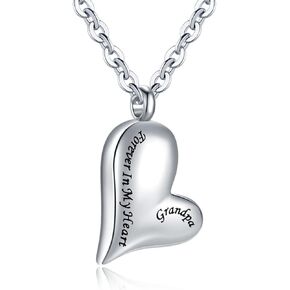 Ashes Holder Memorial Urn Necklaces Pendant Stainless Steel Heart Cremation Keepsake Jewelry-Forever in My Heart
