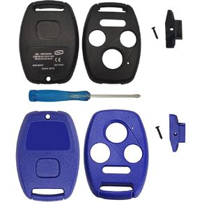 3+1 Buttons Replacement for Key Fob Shell Keyless Entry Remote Honda Key Fob Case with Screwdriver Fit for Honda 2008-2012 Accord 2006-2013 Civic EX 2009-2015 Pilot (1 Blue+1 Black)