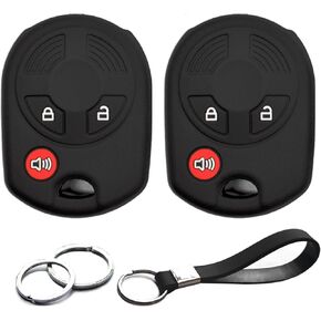 2pcs Compatible with Ford Escape Edge Fusion Mustang Expedition Transit Connect Explorer F-150 F-250 F-350 Super Duty Lincoln Mercury Black Key Fob Cover Case Key Chain Protector Remote Holder