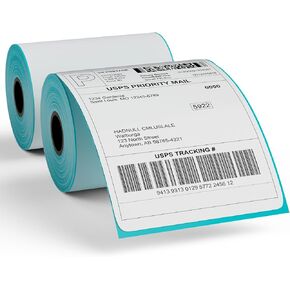 100 Sheets Fanfold Thermal Labels, 4" x 6" Direct Thermal Labels Use for Shipping, Mailing, Postage, Address Labels, Thermal Label Stickers Compatible with Most Direct Thermal Printers in Kuwait