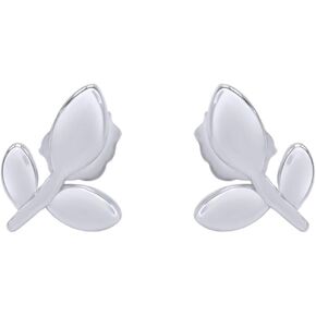 Olive Leaf Stud Earrings in 14k Gold Plated 925 Sterling Silver For Women