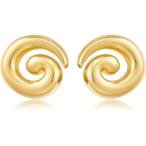 YUJIE Gold Spiral Earrings for Women Trendy Drop Stud Trendy Geometric Earrings Dainty Conch Summer Beach Fashion Jewelry Gifts