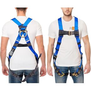 حزام أمان لكامل الجسم من Palmer مع تعديل 5 نقاط، وحلقة خلفية على شكل حرف D، وأرجل بحلقات معدنية، ومؤشرات سقوط I OSHA ANSI لأداة التسقيف الشخصية (أزرق - 2XLG) in Kuwait