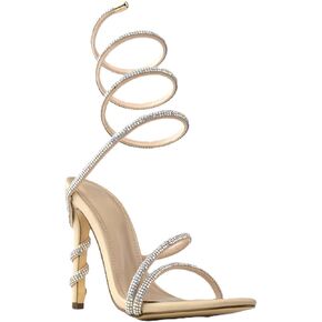 ROOM OF FASHION Women's Crystal Jeweled Strappy Gladiator Stiletto Heel Dress Sandals