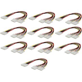 4 Pin ATX Molex Power Supply Extension Cable Male to Female Port Power Cable IDE Power Splitter Connector 1 to 2 Power Lines 10Pcs