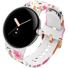 Compatible for Google Pixel Watch 2 Bands,Women [No Gap] Soft Silicone Pattern Printed Sport Replacement Wristband Durable Waterproof Pixel Watch Strap Band for Google Pixel Watch 2&1