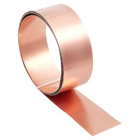 BENECREAT 65.6 FT Copper Sheet Roll, 2" Width 26 Ga, Unplated Pure Copper Strip Copper Flashing Metal Foil Plate for DIY Projects