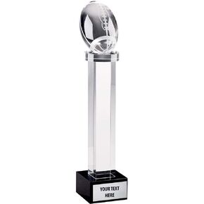 Football Austerity Crystals - 10" Fantasy Football Crystal Trophy Award Prime