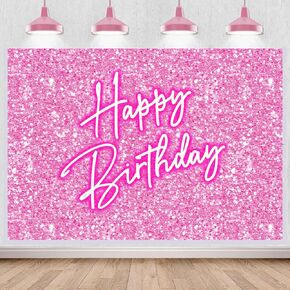 Withu Pink Backdrop for Girls Lady Women Birthday Party Sparkle Cake Table Decor Photoshoot Studio Video Photography Background Banner Photo Props