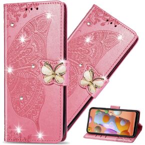 Case for Samsung Galaxy A42 5G Wallet Phone Case, Diamond Butterfly Embossed Premium PU Leather with Magnetic Flip Stand Cover for Samsung Galaxy A42 5G. Diamond Butterfly Blue SDD